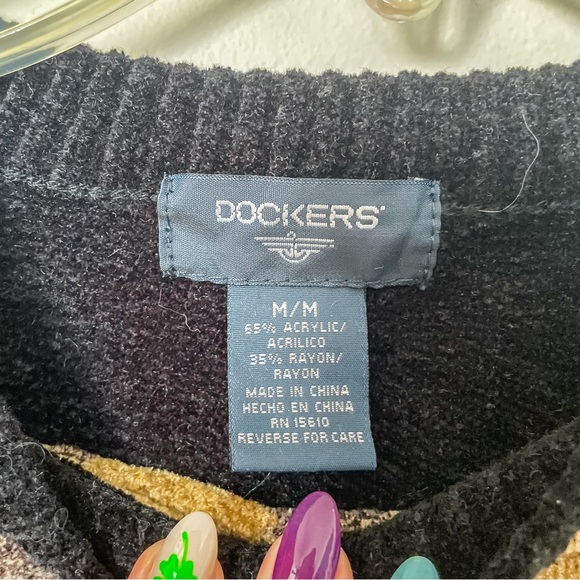 Black, brown and cream Grandpa Geometric Sweater Dockers Medium Triangles - Picture 2 of 3